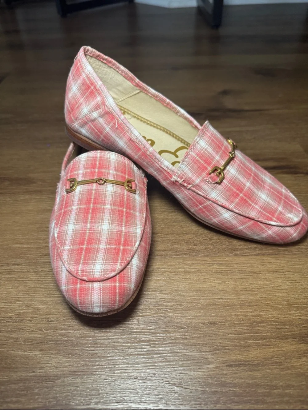 Girls Sam Edelman Loraine Horse Bit Loafer Red/Natural. Size 4